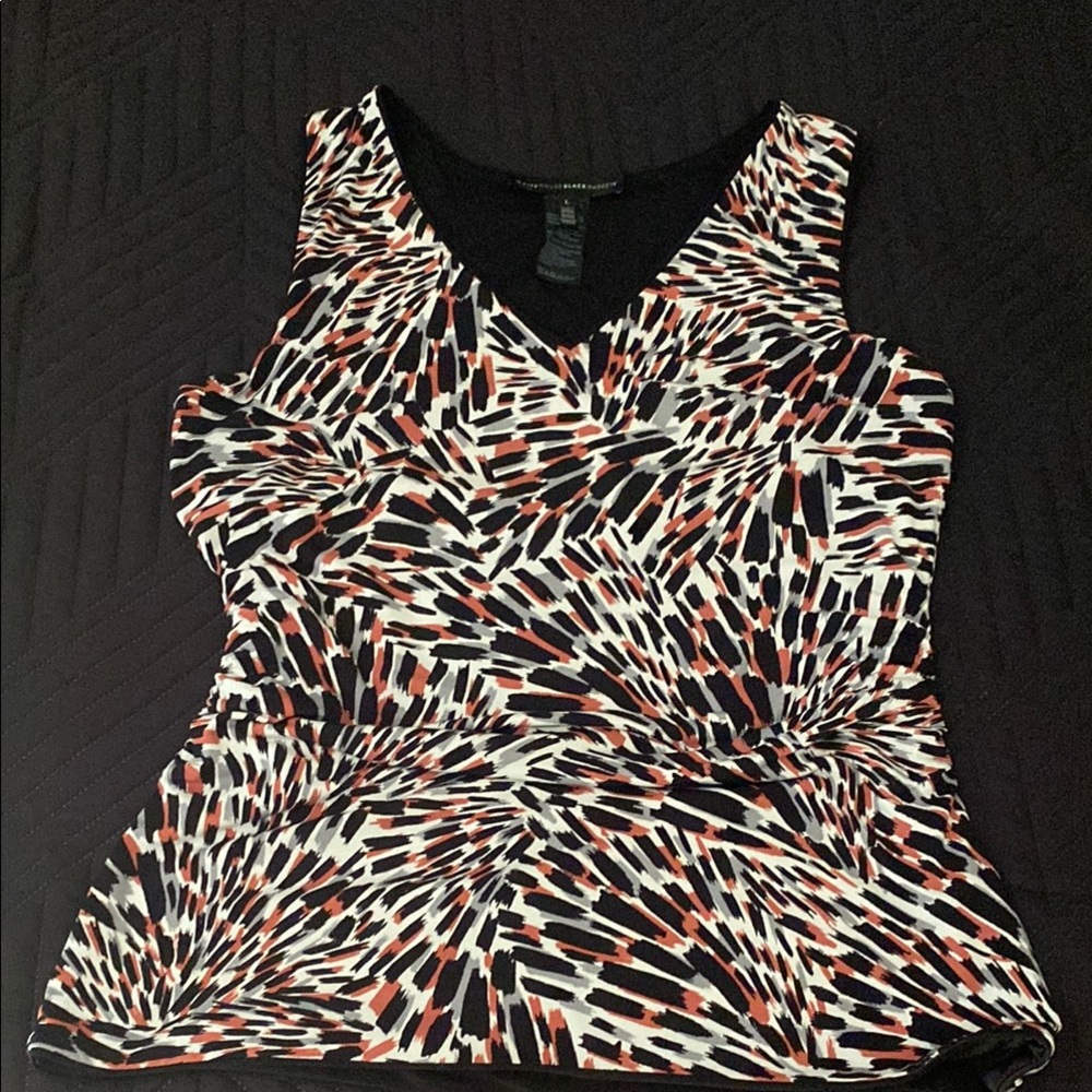 White House Black Market Fitted Graphic Tank Top multi color